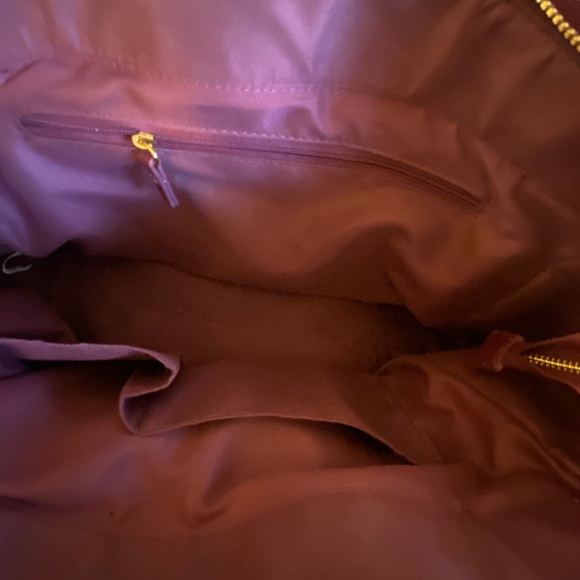 Joy Mangano Eggplant/Gold Saffiano Leather Satchel - Picture 6 of 7